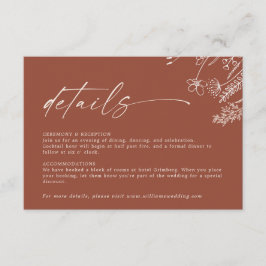 Boho Terracotta Burnt Orange Details Wedding Informatiekaartje