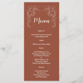 Boho Terracotta Burnt Sinaasappel Bloemen Bruiloft Menu (Voorkant)
