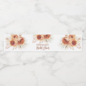 Boho Terracotta Burnt Sinaasappel Floral Bridal Waterfles Etiket (Enkel label)