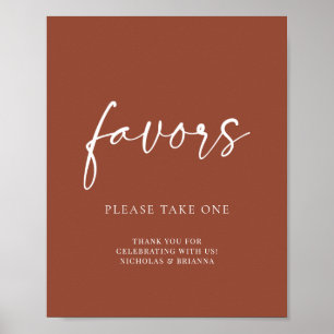 Boho Terracotta Burnt Sinaasappel Wedding Favors Poster