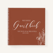 Boho Terracotta Burnt Sinaasappel Wedding Guestboo Notitieboek (Voorkant)