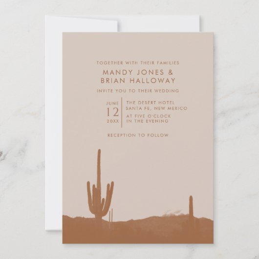 Boho Terracotta Cactus Desert Wedding Kaart (Voorkant)