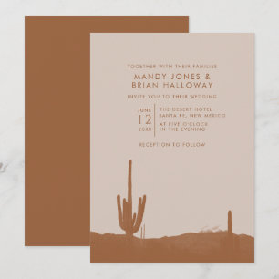 Boho Terracotta Cactus Desert Wedding Kaart
