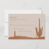 Boho Terracotta Cactus Desert Wedding RSVP Kaartje (Voorkant)