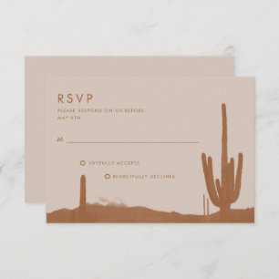 Boho Terracotta Cactus Desert Wedding RSVP Kaartje