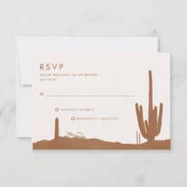 Boho Terracotta Cactus Desert Wedding RSVP Kaartje