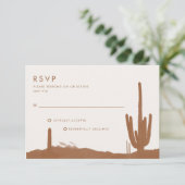 Boho Terracotta Cactus Desert Wedding RSVP Kaartje (Staand voorkant)