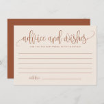 Boho Terracotta Calligraphy Wedding Advieskaart<br><div class="desc">Vraag gasten om advies en wensen met deze aanpasbare advieskaart. Het is uitgerust met een moderne terracotta-kalligrafie en een wit confetti-patroon. Personaliseer u door uw eigen gegevens toe te voegen. U kunt het achterste afbeelding in een foto of een ander afbeelding ook veranderen. Dit boho advies en wenskaart is perfect...</div>