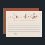 Boho Terracotta Calligraphy Wedding Advieskaart<br><div class="desc">Vraag gasten om advies en wensen met deze aanpasbare advieskaart. Het is uitgerust met een moderne terracotta-kalligrafie en een wit confetti-patroon. Personaliseer u door uw eigen gegevens toe te voegen. U kunt het achterste afbeelding in een foto of een ander afbeelding ook veranderen. Dit boho advies en wenskaart is perfect...</div>