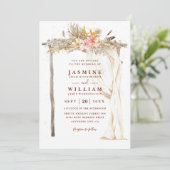 Boho Terracotta Canopy Floral Chic QR Code Wedding Kaart (Staand voorkant)