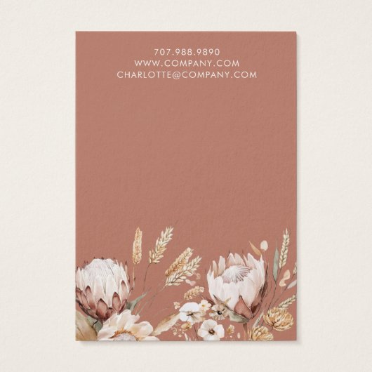 Boho Terracotta Cream Wildflowers Visitekaartje (Achterkant)