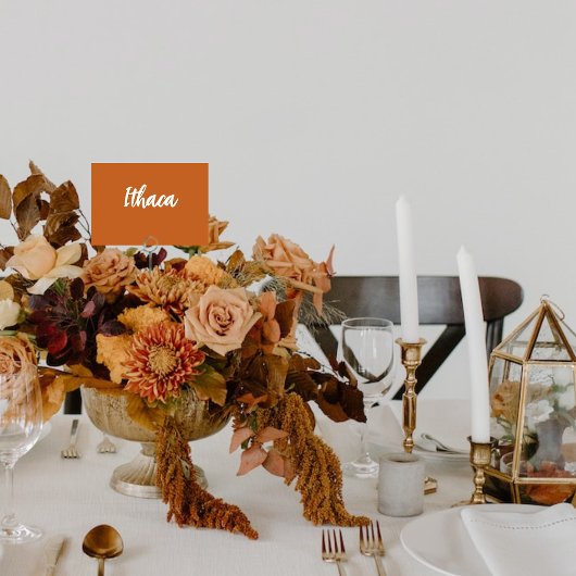 Boho Terracotta Custom Wedding Table Name Kaart