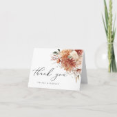 Boho Terracotta Dahlia Floral Elegant Bruiloft Bedankkaart (Voorkant)