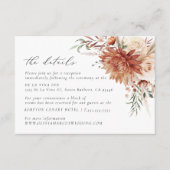 Boho Terracotta Dahlia Floral Elegant Bruiloft Informatiekaartje (Voorkant)