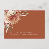 Boho Terracotta Dahlia Floral Elegant Bruiloft Informatiekaartje (Achterkant)