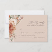 Boho Terracotta Dahlia Floral Elegant Bruiloft RSVP Kaartje (Voorkant)