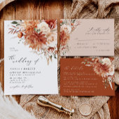 Boho Terracotta Dahlia Floral Elegant Bruiloft RSVP Kaartje