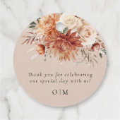 Boho Terracotta Dahlia Roos bruiloft Dank u Bedankjes Labels (Achterkant)