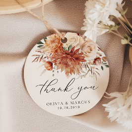 Boho Terracotta Dahlia Roos bruiloft Dank u Bedankjes Labels