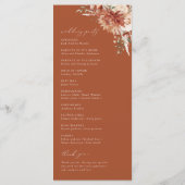 Boho Terracotta Dahlia Roos Bruiloft Programmakaart (Achterkant)