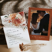 Boho Terracotta Dahlia Roos bruiloft uitnodiging
