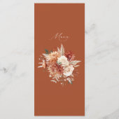 Boho Terracotta Dahlia Roos Elegante bruiloft Menu (Achterkant)