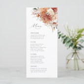 Boho Terracotta Dahlia Roos Elegante bruiloft Menu (Staand voorkant)