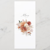 Boho Terracotta Dahlia Roos Elegante Trouw Menu (Achterkant)