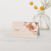 Boho Terracotta Dahlia Roos Trouwplaats Kaart Plaatskaartje (Voorkant)