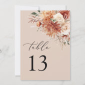 Boho Terracotta Dahlia Roos Trouwtafel nummer (Achterkant)