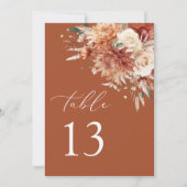 Boho Terracotta Dahlia Roos Trouwtafel nummer (Voorkant)