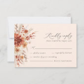 Boho Terracotta Dahlia Wildflower Elegante bruilof RSVP Kaartje (Voorkant)