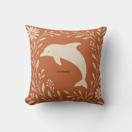 Boho Terracotta Dolfijn Kussen | Voeg Tekst/Naam T