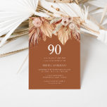 Boho Terracotta Dried Floral 90th Birthday Party Kaart<br><div class="desc">Boho Terracotta Dried Floral 90th Birthday Party Invitation Bekijk collectie in Niche en Nest Store Veel bedankt</div>