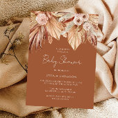 Boho Terracotta Dried Floral Baby shower Kaart
