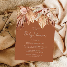 Boho Terracotta Dried Floral Baby shower Kaart