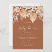 Boho Terracotta Dried Floral Baby shower Kaart (Voorkant)