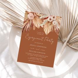 Boho Terracotta Dried Floral Engagement Party Kaart