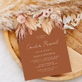 Boho Terracotta Dried Floral Gender Revee Party Kaart