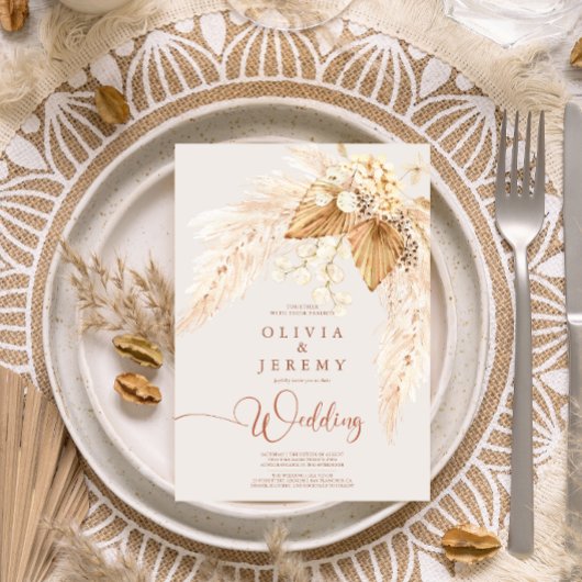 Boho Terracotta Dried Flowers and Pampas Grass I Kaart