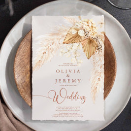 Boho Terracotta Dried Flowers and Pampas Grass Kaart