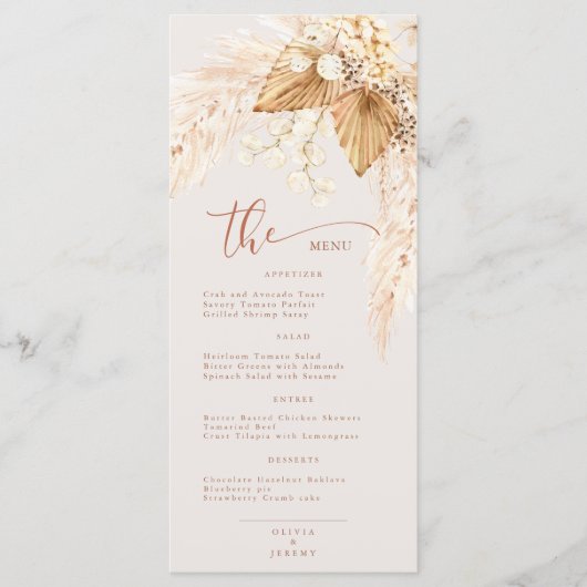 Boho Terracotta Dried Flowers and Pampas Grass M Menu (Voorkant)