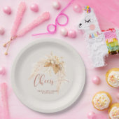 Boho Terracotta Dried Flowers and Pampas Grass Papieren Bordje (Feest)