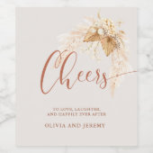 Boho Terracotta Dried Flowers and Pampas Grass Wijn Etiket (Enkel label)