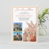 Boho Terracotta Dried Grasses Floral Photo Moving Aankondiging (Staand voorkant)