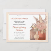Boho Terracotta Dried Grasses Thanksgiving Dinner Kaart (Voorkant)