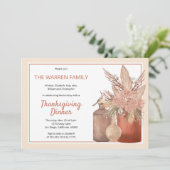 Boho Terracotta Dried Grasses Thanksgiving Dinner Kaart (Staand voorkant)