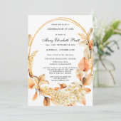 Boho Terracotta Dried Palm Celebration of Life Kaart (Staand voorkant)