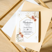 Boho Terracotta Dried Palm & Roos Graduation Party Kaart