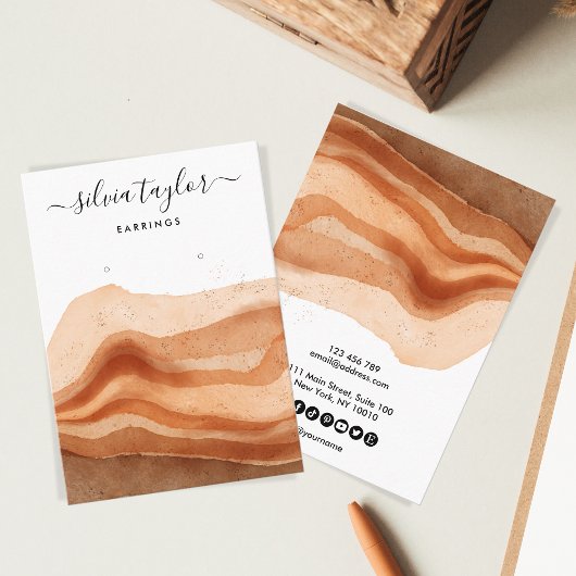 Boho Terracotta Earring Ketting display card Visitekaartje